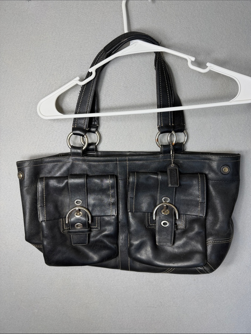 Coach Black Leather Y2K soho medium shoulder bag